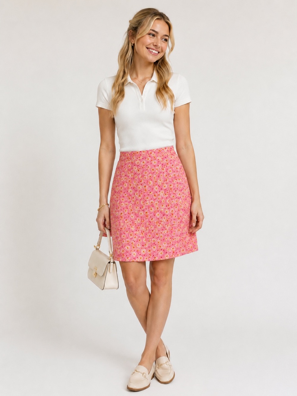 Lilly Pulitzer Vintage Pink‎ & Yellow Cotton Floral Mini Skirt Sz. 12